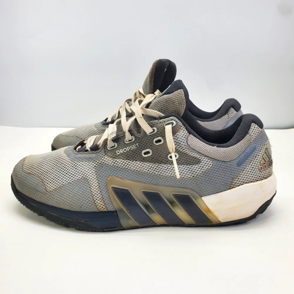 adidas Dropset Shoes Men 11 Trainer Gray White Three Stripe Athletic Sneaker